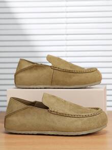 Men's Summer Height-Increasing Closed-Toe Slippers, Slip-On Slouchy Shoes, Thick Sole Office Couple Shoes - Brown - View 3