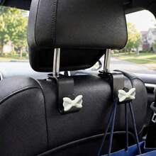 2pcs Shiny Rhinestone Bow Tie Car Seat Back Hooks, Hidden Backrest Hooks, Multifunctional Creative Small Hooks - A - View 6