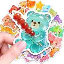 50pcs Cute Soft Candy Bear Stickers, Aesthetic Style Vinyl Stickers Suitable For Water Bottles, Laptop Phone Cases Skateboard Guitar, Sweet Bear Sticker Pack Suitable For Teenagers Adults DIY Scrapbook Journal Computer Decoration, Waterproof Sticker Set Suitable For Personalized Water Cup Notebook Bicycle - Multicolor - View 5