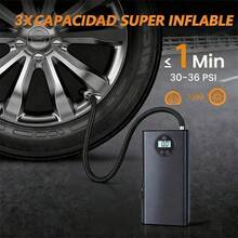 Deerking Mini Inflador Portátil 150 PSI Inalámbrico con Pantalla LCD, Compresor de Aire Recargable con Luz LED y Apagado Automático para Auto Moto Bicicleta Balones y Viajes - Cableado - Ver 4