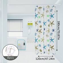 1pc Starfish Pattern Shower Curtain, Bathroom Wet/Dry Separation Divider Curtain, Suitable For Home, Hotel, School Dorm, Comes With Hanging Rings - Multicolor - View 13