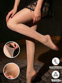 1 Pair Ultra-Thin Women's Shiny Pearlescent Glitter Sexy Stockings - Apricot - View 2