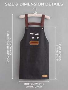 1pc Waterproof Fabric Adjustable Strap Kitchen Apron, Large Pocket Cute Pattern Design, Perfect For Kitchen Cooking, Coffee And Baking, Outdoor Picnic BBQ, Barber, Florist, Farm Cleaning And Other Protective Wear, Durable And Easy To Clean - Monkey - View 4