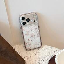 Kavenfort Cocoa Brown Phone Case With Line Drawing Brown Puppy Pattern And Brown Edges, Compatible With Apple 17 Pro Max, 18 And 16/15. It Features Personalized Cartoon Design, Full Coverage Soft Shell, And Unique, Creative, Vintage, Geometric, Minimalist, Cartoon, Niche And Influential Style. - Brown - View 4