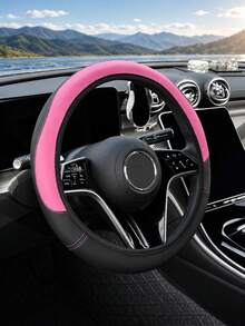 ROSEKEY 1PC Universal Semi-Circular Two-Tone PU Leather Steering Wheel Cover Features A Soft Grip, Is Non-Slip, Breathable, And Sweat-Proof. It's Suitable For All Seasons, Including Sedans, SUVs, And Trucks,Car Accessories For Women. - A - View 15