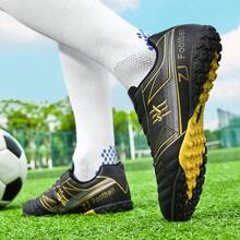 Football Shoes With Studs Design, Upper Featuring Multiple Color Combinations With Vibrant Prints, Sole With Evenly Distributed Studs Suitable For Natural Grass Or Artificial Turf Football Matches Or Training - Black Gold - View 5