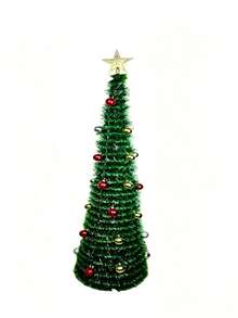 1‑Piece Christmas Tree With A Tree‑Topper Star And Decorative Baubles. Its Foldable Design Allows For Easy Storage. Simple To Assemble, It Is Ideal For Home Holiday Decor To Create A Strong Festive Christmas Atmosphere. - Multiple Specifications - View 9