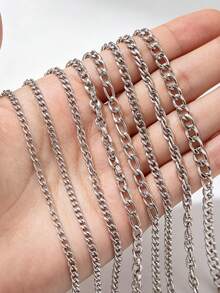 1m Stainless Steel Fashionable, Minimalist Geometric Ripple Chain-Necklace, Bracelet, And DIY Jewelry-Making Supplies - Chain - View 4