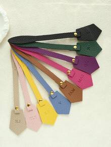 1PC Custom Initials Bag Charm For Handbags Customized Monogram Name Bag Tag Polygon Purse Charm Multicolor Lychee Vegan Leather Birthday Gift - Multicolor - View 3