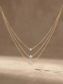 1pc Fashion Pure Silver 3-Layer Cross Pendant Necklace, Suitable For Women's Daily Wear And Accessory Matching - Three-layer Cross - View 3