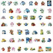 asmodee 51pcs Poli Transforming Police Car Stickers Cartoon Animation Stickers For Children Picture Book Creative Scrapbook Stickers - Multicolor - View 2