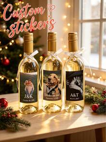 Personalized Photo Bottle Labels, Vintage Bottle Labels, Custom Images And Text, Wedding Bottle Labels, Anniversary Stickers, Customized Birthday Gifts | Anniversary And Christmas Decorations - Multicolor - View 2