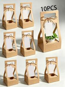 10PCS Succulent Plant Packaging Bags With Thank You Cards, Mini White Kraft Paper Gift Boxes, Wedding, Baby Shower, Succulent Party Favors Plant Holders, Suitable For 2.17 Inch Flower Pots - View 14