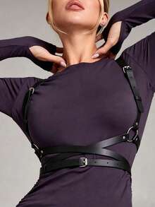 1pc Women Black Punk Style X-Back Harness Strap Suitable For Party Music Festival Photography Stage Performance Daily Dating Gathering And Other Occasions - Black - View 1