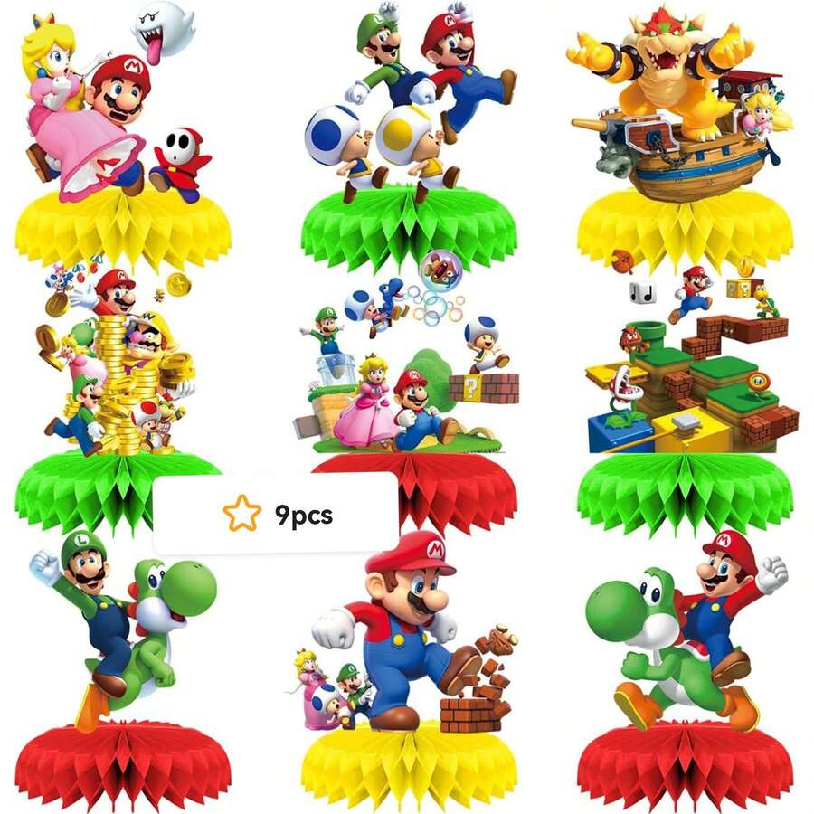 1pc/9pcs Cartoon Anime Honeycomb Desktop Decoration, Printed With Classic Cartoon Anime Character Patterns Style Decor (Balloons Not Included). Exquisite Table Centerpiece Is An Ideal Choice For Fan Gatherings, Theme Parties, Suitable For Photography Props And Fan Collectibles. Elegant Gift For Fans And Anime Enthusiasts - View 1