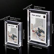 1PC Acrylic Photo Frame, Strong Magnetic Photo Office Business Card Holder, Double-Sided Protective Film On Acrylic Plate, Please Peel Off Protective Film Before Use - A - View 2