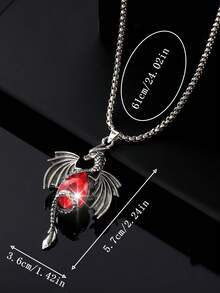 1pc Fashion European & American Vintage Hip-Hop Creative Cartoon Dragon Wing Pendant Necklace, Suitable For Men's Daily, Party, Street Wear - Multicolor - View 3