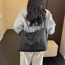Tas Tote Travel Wanita, Tas Jinjing Ringan untuk Dibawa di Pesawat, Tas Bahu Serbaguna untuk Perjalanan Akhir Pekan, Olahraga, dan Penggunaan Sehari-hari - Hitam - View 7