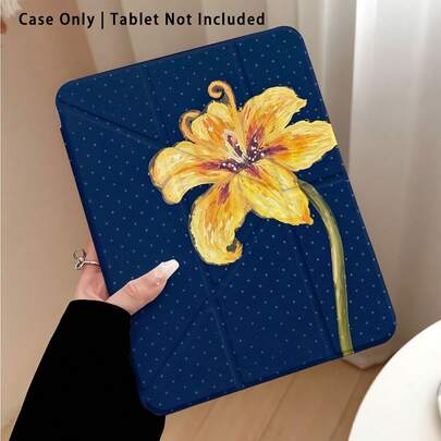 Polka Dot, Lily And Other Pattern Painted Effect Tablet Protective Case With Stand, Compatible With Honor 8/9/10/X8/X8A/X9/X8Pro/X9Pro/ MatePad SE 11"/MatePad 11"/11.5"/MatePad Pro/Apple 10th/11th Gen 2025 (A16)/ Galaxy Tab A7/A9 And Other Popular Models