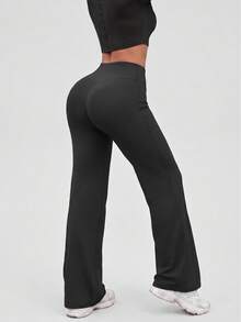 Women's High Waist Flared Leggings With Bodycon Fit, Perfect For Casual And Active Wear - Black - View 6