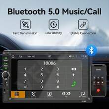 7英吋單DIN車用音響，有線Apple CarPlay與Android Mirror-Link，MP5多媒體汽車收音機，藍牙FM USB AUX，12V車載主機 - 主機 + 方向盤控制線 - 查看 9