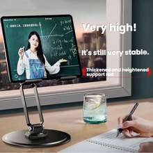 Dudukan Tablet untuk iPad, Dapat Disesuaikan dengan Dasar Berputar 360° untuk Meja, Dudukan Tablet Putar Aluminium Kompatibel dengan iPad Air, Mini, 10.2, 9.7, Pro 11/13 dan Lainnya, Hitam - View 2