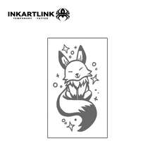INKARTLINK 1 Buah Stiker Tato Sementara Gambar Rubah Hutan Lucu, Stiker Tato Seni Tubuh Tahan Air, Bertahan 2-5 Hari, Stiker Tato Warna Transfer Air, Cocok Untuk Pria Dan Wanita, Penting Untuk Semua Orang, Dekorasi Pesta, Dekorasi Tubuh Perayaan Liburan - Hitam - View 4