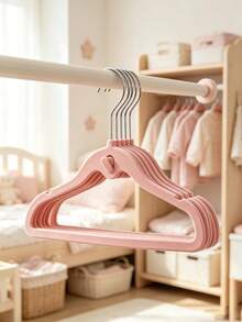 20/10/1pc Stackable Velvet Baby Hangers,Non‑Slip Connectable Kids Clothes Hangers, Space‑Saving Nursery Closet Storage Organizer - Multicolor - View 7