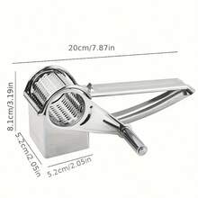 Rotary Cheese Grater Stainless Steel Handheld Kitchen Tool - Multi-Functional Durable Easy To Clean, Versatile Vegetable And Cheese Shredder Suitable For Home Cooking - Silver - View 2