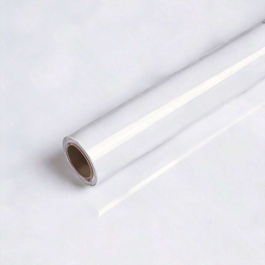 1 Roll White Furniture Specific Bright White Kitchen Vinyl Self-Adhesive Wallpaper, Suitable For Cabinets, Tables, And Waterproof Doors - Pearl White - View 1