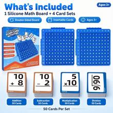 Math Board With 200 Math Cards, Double-Sided Silicone Tape Board, Teaching Aids For Addition, Subtraction, Multiplication, And Division, Suitable For Children Over 3 Years Old, Home Classroom Auxiliary Tools, Math Operation Set - Multicolor - View 2