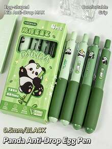 1/4pcs Cartoon Anti-Drop Egg-Shaped Neutral Pens, Sponge Soft Grip Ballpoint Pens, Black Ink, Children Students Stationery For Practice, Back To School Gift For Friends - B - View 13