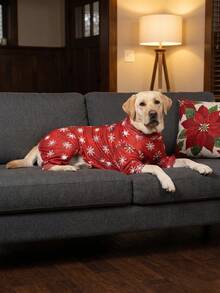 1PC Christmas Dog Pajamas - Soft Warm And High Stretch Full Coverage Pet Rompers, Anti Licking & Bug Protective Jumpsuit For Small Medium Large Dogs, Christmas All Over Printing Dog Clothes - Cute Cartoon Snowflake Pattern - Multicolor - View 8