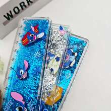 Disney Stitch 20CM Quicksand Ruler, Lilo & Stitch Glitter Oil Painting Straight Ruler, Wavy Ruler Stationery - Multicolor - View 5