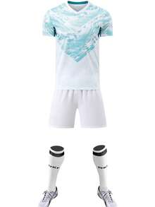 2pcs Portugal Away Style Men's Soccer Jersey, Customizable Name, Number, Logo, Team Or Sponsor, Comfortable, Suitable As Gift For Friends And Family - Mint Green - View 3