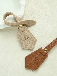 1PC Custom Initials Bag Charm For Handbags Customized Monogram Name Bag Tag Polygon Purse Charm Multicolor Lychee Vegan Leather Birthday Gift - Multicolor - View 7
