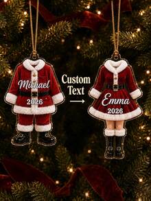 1pc Personalized Santa Outfit Christmas Ornament 2026, Custom Name Acrylic Ornament, Mr & Mrs Santa Suit Keepsake, Holiday Xmas Tree Decor,Christmas Gift - Multicolor - View 2