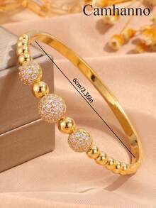 4/1pc Ladies' 18K Gold Plated Stainless Steel And Copper Bracelet Exquisite Multi Style Combination Set Temperament Layered Commuting Bracelet - Gold - View 5