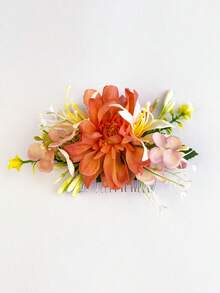 DUOJIAOYAN 1pc New Style Artificial Fabric Solid Color Flower Greenery Hair Comb Suitable For Daily Side Updo Half-Up Hairstyle Wedding Styling Women Dress Up Photography - Multicolor - View 5