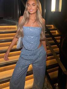 Women Two-Piece Outfits - Sky Blue - View 2