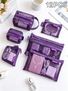 Tas Penyimpanan Jaring Resleting Kreatif, Tas Portabel untuk Perjalanan, Dompet Koin, Tas Aksesori Digital untuk Kabel Data, Earphone, dan Ponsel, Tas Penyimpanan Koin & Barang Lain-lain Jaring Transparan, Tas Penyimpanan Kartu Portabel 3D - A - View 10