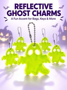 30/20/10/5pcs Double-Sided Reflective Keychains, Fun Night Fashion Accessories, Halloween Gifts And Party Decorations, Small Gifts, Bag Charms, Decorative Key Rings - Multicolor - View 1