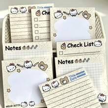 SANRIO 4pcs Cute Cartoon Hello Kitty Memo Pads, Multiple Inner Page Styles: Checklist / Lined / Grid, Thick Paper No Bleed-Through, Student Study Plan Tracking, Office Memo Notepad, High-Aesthetic Stationery - A - View 2
