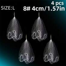 4pcs/Set Fishing Net Trap, Explosive Hook Net, Sea Fish Net, Eye-Catching Beads, Carbon Steel Bait Cage, Shallow Water Cast Gill Net Fishing Trap, Trap Net, Fishing Accessories For Fishermen - White - View 5