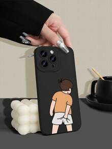 1pc Funny Butt-Grabbing 2D Pattern Couple Phone Case, Creative Premium Design, Waterproof Durable Dust-Proof Fashion Minimalist With Camera Protection, Black Matte Texture Full Coverage Protective Phone Case, Suitable For IPhone 17/16/15/14/13/12/11/7/8/XR/XS/Plus/Pro/Pro Max And Galaxy S/A Series, Perfect Gift For Friends, Family, Girlfriend, Boyfriend, Ideal Holiday Gift - Black - View 6