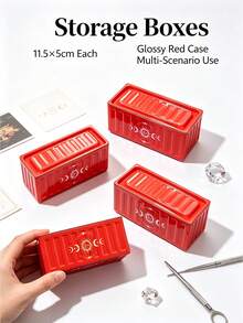Card Storage Set - Storage Box+2pcs Card Holder, Durable Stackable Storage Box, With Star Moon Theme Pattern, Card Collection Storage Box, For Business Card Storage, Desktop Vanity Organizer, For Christmas, Halloween, Ramadan, Parties, Birthdays - Multicolor - View 7