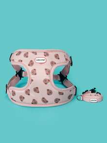 Pink Luckpet Bear Pet Harness & Leash Set Vest Style Dog Harness Suitable For Small To Medium Dogs Walking Escape-Proof Adjustable Buckle Easy On/Off Travel Essential - Pink - View 5