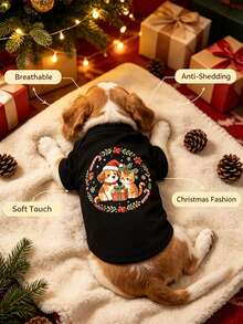 1pc Christmas Print Pet Tank Vest, Breathable Anti‑Shedding Lightweight Comfortable Pet Clothes For Small Dogs & Cats - Multicolor - View 6
