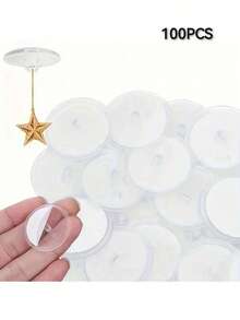 100pcs Transparent Self-Adhesive Ceiling Hooks, No Drilling Required, Ceiling Installation Hooks With Flag Clips, Suitable For Bedroom, Bathroom, Living Room, Car And More - Multicolor - View 13