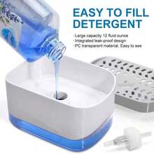 1/2pcs Kitchen Countertop Soap Dispenser Storage Organizer Sponge Holder Drainage Base Anti-Backflow Liquid Container Easy Refill Detergent Dispenser Home Kitchen Essential New Home Decor Gift - Multicolor - View 9